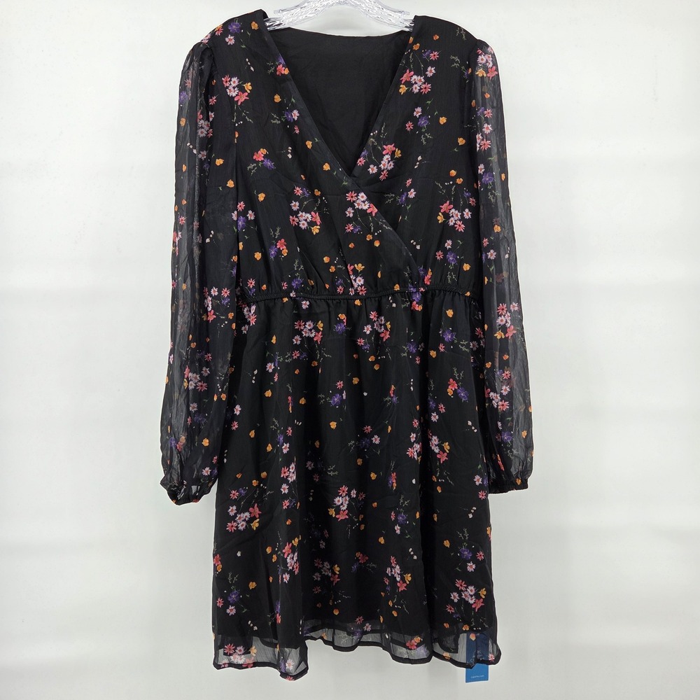 CUPSHE Dress Large‎ Black Floral Dark Coquette Whimsygoth Fairy NWT